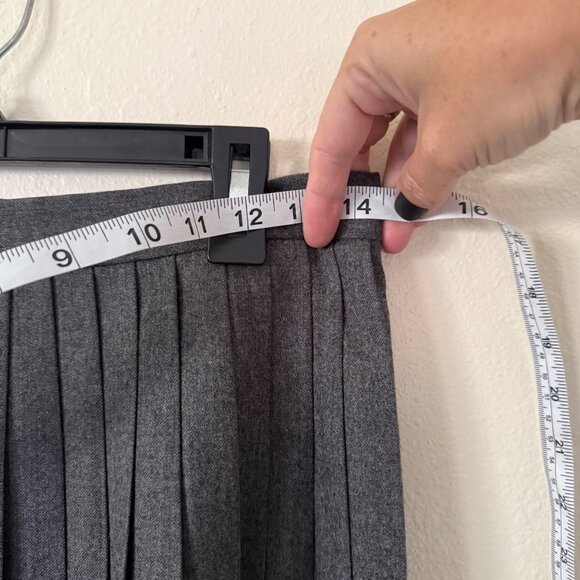 Vintage Ralph Lauren Womens Gray Wool Pleated Midi Skirt Size 12 - Picture 4 of 6